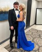 Mermaid V-neck Jersey Cut Out Beaded Prom Dresses