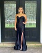Mermaid Strapless Satin Corset Prom Dresses With Ruched