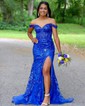 Mermaid Off-the-shoulder Sparkly Sequin Prom Dresses With Appliques