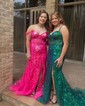 Mermaid Off-the-shoulder Sparkly Sequin Prom Dresses With Appliques