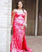 Mermaid Off-the-shoulder Sparkly Sequin Prom Dresses With Appliques