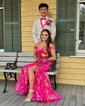 Mermaid Off-the-shoulder Sparkly Sequin Prom Dresses With Appliques