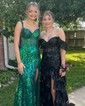 Mermaid Off-the-shoulder Sparkly Sequin Prom Dresses With Appliques