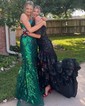 Mermaid Off-the-shoulder Sparkly Sequin Prom Dresses With Appliques