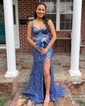 Mermaid Off-the-shoulder Sparkly Sequin Prom Dresses With Appliques
