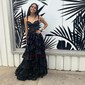 Ball Gown Off-the-shoulder Tulle Tiered Prom Dresses With Appliques