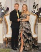 Ball Gown Off-the-shoulder Tulle Tiered Prom Dresses With Appliques