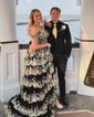 Ball Gown Off-the-shoulder Tulle Tiered Prom Dresses With Appliques