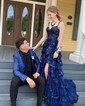 Ball Gown Off-the-shoulder Tulle Tiered Prom Dresses With Appliques