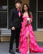 Ball Gown Off-the-shoulder Tulle Tiered Prom Dresses With Appliques