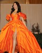 Ball Gown Off-the-shoulder Satin Prom Dresses With Ruched