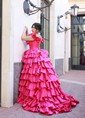 Ball Gown Off-the-shoulder Taffeta Ruffle Tiered Prom Dresses