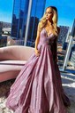 Ball Gown V-neck Glitter Floor-length Prom Dresses