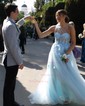 Ball Gown One Shoulder Tulle Prom Dresses With Appliques