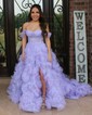 Princess Off-the-shoulder Tulle Ruffle Tiered Prom Dresses