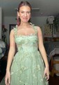 Ball Gown V-neck Tulle 3D Floral Prom Dresses