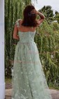 Ball Gown V-neck Tulle 3D Floral Prom Dresses