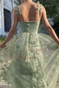 Ball Gown V-neck Tulle 3D Floral Prom Dresses