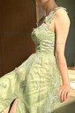 Ball Gown V-neck Tulle 3D Floral Prom Dresses