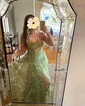 Ball Gown V-neck Tulle 3D Floral Prom Dresses