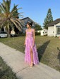 Ball Gown V-neck Tulle 3D Floral Prom Dresses