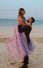 Ball Gown V-neck Tulle 3D Floral Prom Dresses