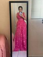 Ball Gown V-neck Tulle 3D Floral Prom Dresses