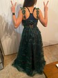Ball Gown V-neck Tulle 3D Floral Prom Dresses
