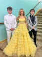 Ball Gown Strapless Tulle Ruffle Tiered Prom Dresses