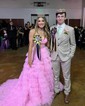 Ball Gown Strapless Tulle Ruffle Tiered Prom Dresses