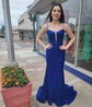 Mermaid V-neck Sparkly Velvet Sequin Prom Dresses