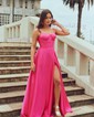 A-line Sweetheart Satin Floor-length Corset Prom Dresses
