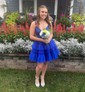 Puffy Royal Blue Skater Ruffle Tiered Homecoming Dresses