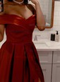 Ball Gown Off-the-shoulder Satin Prom Dresses With Ruched