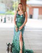 Mermaid Off-the-shoulder Sparkly Sequin Prom Dresses With Appliques