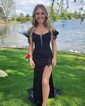 Mermaid V-neck Sparkly Sequin Prom Dresses With Appliques
