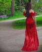 Mermaid V-neck Sparkly Sequin Prom Dresses With Appliques