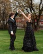 Ball Gown Off-the-shoulder Tulle Tiered Prom Dresses With Appliques