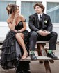 Ball Gown Off-the-shoulder Tulle Tiered Prom Dresses With Appliques