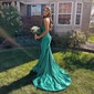 Mermaid Strapless Satin Cut Out Prom Dresses With Ruched