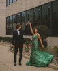 Mermaid V-neck Backless Sparkly Sequin Prom Dresses