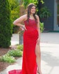 Sheath/Column Strapless Sparkly Velvet Sequin Prom Dresses With Beading
