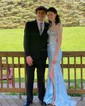 Sheath/Column Off-the-shoulder Sparkly Sequin Prom Dresses
