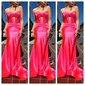 Sheath/Column Strapless Satin Cut Out Prom Dresses With Ruched