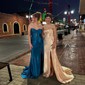 Sheath/Column Strapless Satin Cut Out Prom Dresses With Ruched