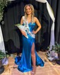 Sheath/Column Strapless Satin Cut Out Prom Dresses With Ruched