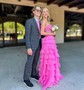 Ball Gown Strapless Chiffon Tiered Prom Dresses With Appliques