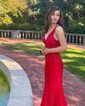 Mermaid V-neck Satin Corset Prom Dresses With Appliques