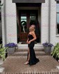 Black Mermaid Strapless Stretch Crepe Prom Dresses