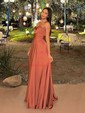 A-line Strapless Chiffon Cut Out Prom Dresses With Ruched